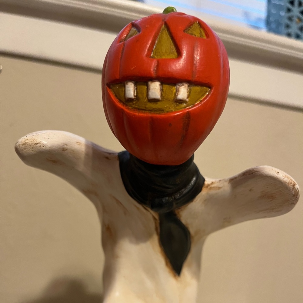 Hand Painted Pumpkin Ghost Halloween Decor - Picture 3 of 4